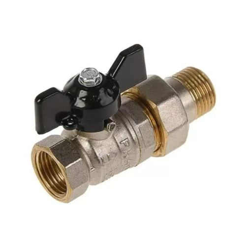 Кран шаровой LD Pride радиаторный (американка)  1/2" (15мм) бабочка 47.15.В-ГШ.Б (black)