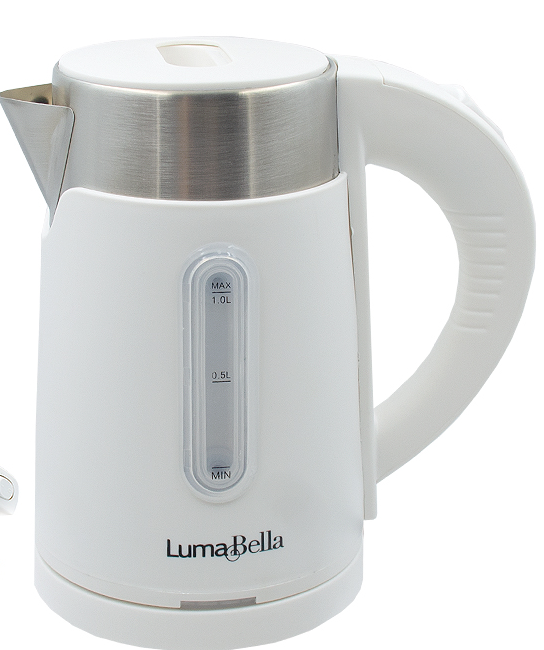 Чайник электрический пластиковый 1,0л, 1,2кВт Luma Bella LB-59002 Белый