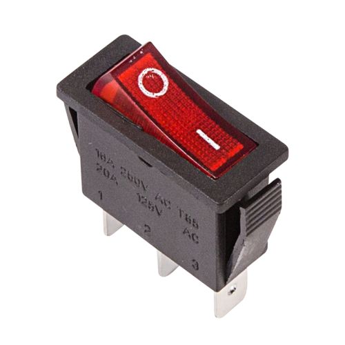Выключатель клавишный с подсветкой 3 конт 220V KCD3-101 N 15А ON-OFF красный 36-2210