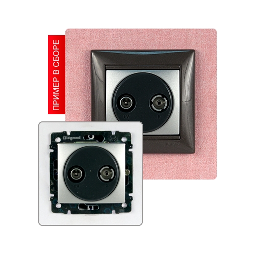 Механизм розетки TV-R2 конечная для проходной 10 дБ VALENA алюминий Legrand (770133)