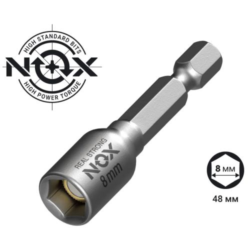 Бита насадка для кровельных саморезов  8 мм, 48 мм NOX NUT SETTER 558020
