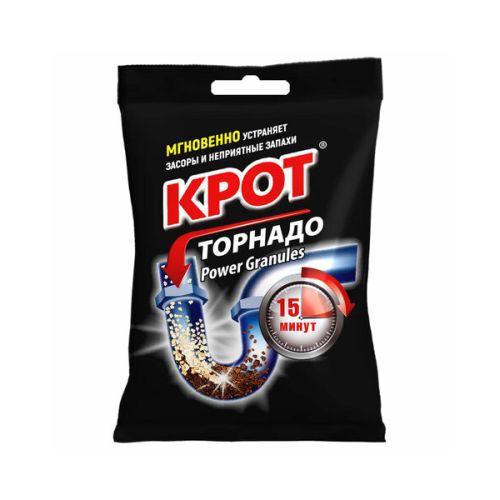 Средство для чистки труб, Крот, Гранулы "Торнадо", 90 гр. 4000014