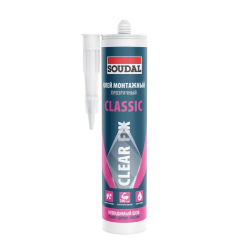 Клей ЖГ SOUDAL CLEAR FIX CLASSIC монтажный (280 мл) прозрачный