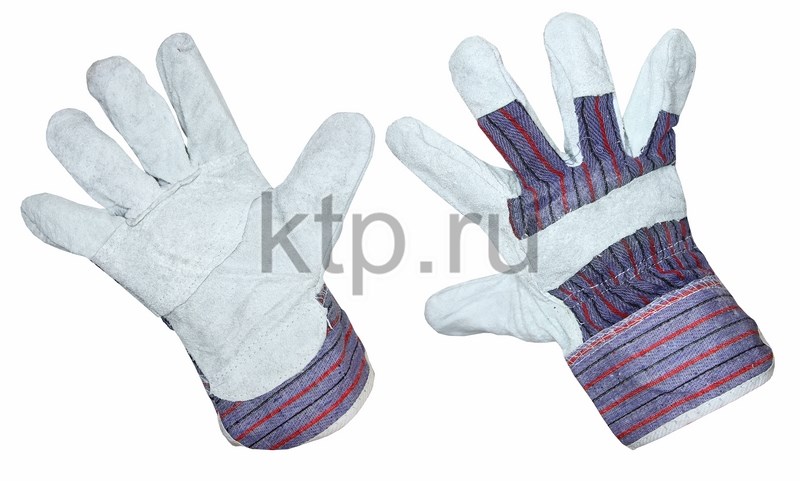 Перчатки спилковые (спилок + хб ткань), кожевенный спилок класса АВ. Материал подкладки: 100% хб.