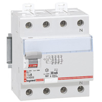 Устройство защитного отключения (УЗО)  Legrand  DX³ 4P  63А  30мА (08995/411704)