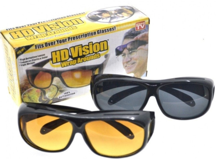 Очки HD Night Vision 2шт защитные (темные, желтые)