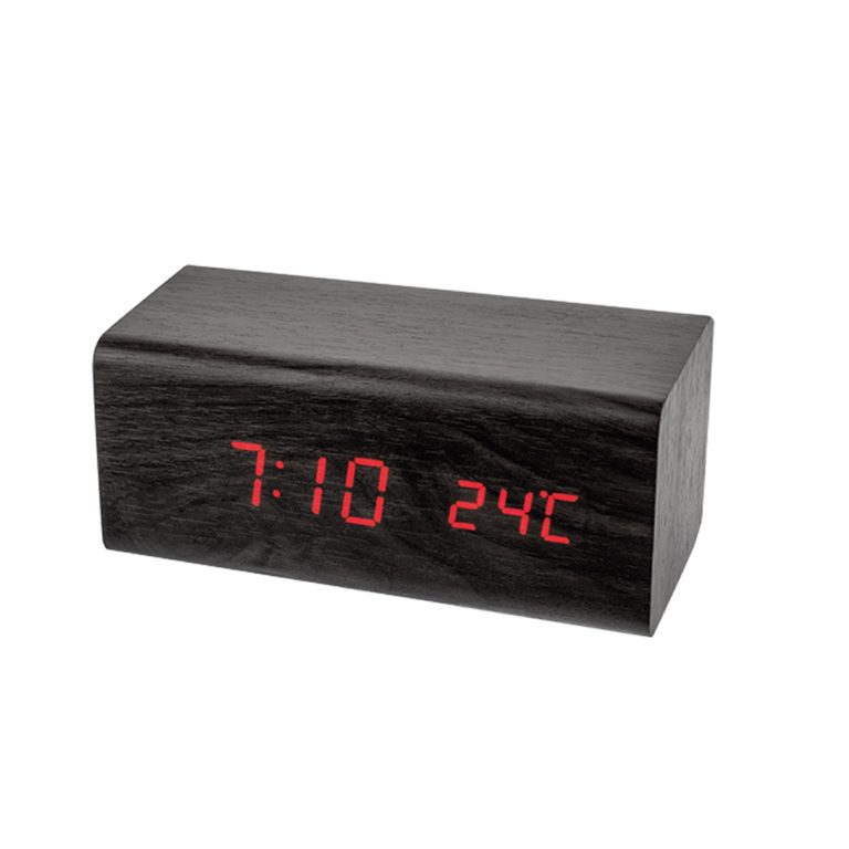 Часы-Будильник Perfeo "BLOCK", черный корпус/красная LED подсветка (PF_S6005)"