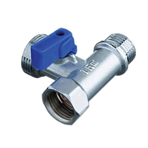 Кран MINI шаровой для стиральной машины 1/2"х3/4"х1/2" трёхпроходной TRm710 