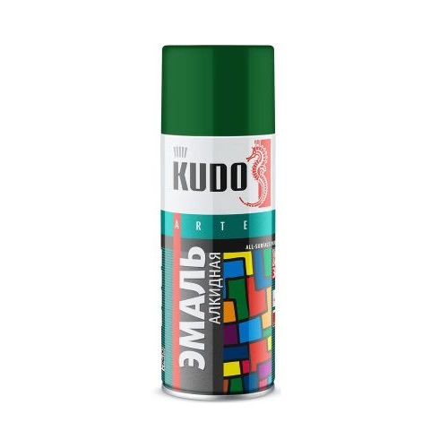 Краска аэрозольная Зеленая Глянцевая  эмаль алкидная KUDO 520 мл KU10081 RAL 6029
