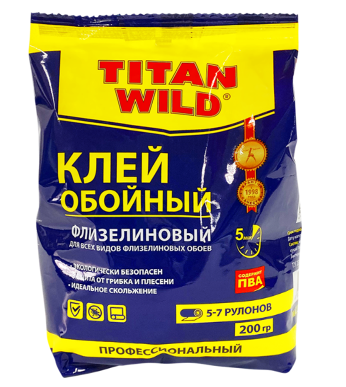 Клей обойный Titan Wild TW-F-200 флизелиновый, 200 гр, пакет