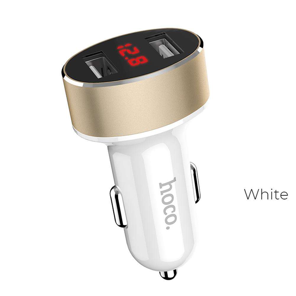 Автомобильное зарядное устройство в прикуриватель USB 2 вых. 5в, 2,1А, Z26, LED-дисплей hoco