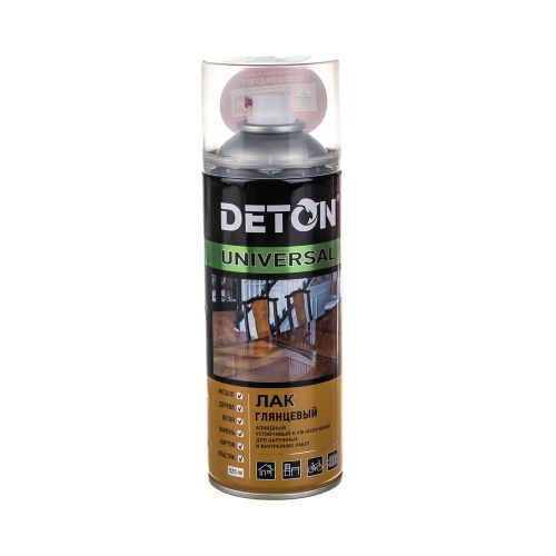 Лак универсальный алкидный глянцевый аэрозольный DETON Universal 520 мл DTN-A46790