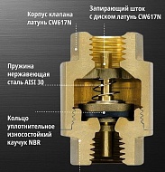 Клапан обратный    1/2"(15мм) Латунный шток