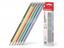 Карандаш с ластиком пластиковый чернографитный трехгранный ErichKrause Classic HB 55270