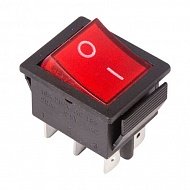 Выключатель клавишный с подсветкой 250V 15А (6С) (ON-ON) красный 36-2350